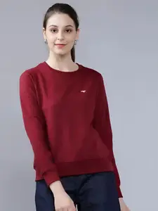 REYA Women Solid Cotton Pullover Sweatshirt