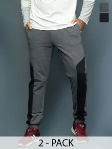 Moda Rapido Men Colourblocked Cotton Mid-Rise Joggers