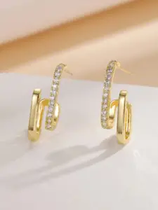 SUBHAGALANKAR  Gold-Plated Artificial Stones Studded Contemporary Studs