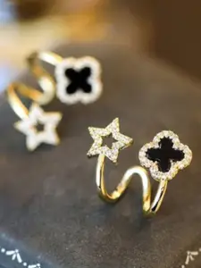 SUBHAGALANKAR Gold-Plated Artificial Stones Studded Contemporary Studs