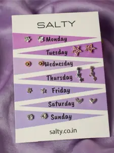 SALTY Set Of 7 Pearl Studded Hoop & Stud Earrings