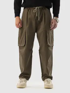 Snitch Men Olive Mid-Rise Relaxed Fit Trouser