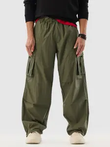 Snitch Men Olive Mid-Rise Relaxed Fit Trouser