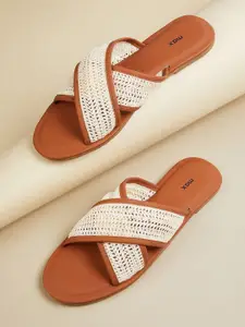 max Women Open Toe Flats with Laser Cuts