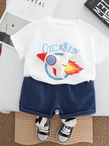 StyleCast x Revolte Boys Printed Round Neck T-Shirt With Shorts