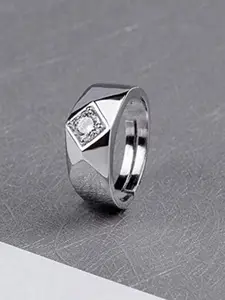 MEENAZ Silver-Plated American Diamond StuddedFingerRing