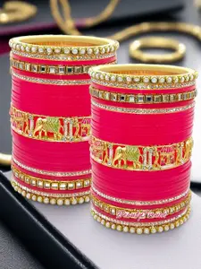 BeautyTrends Set Of 58 Gold-Plated Kundan-Studded Bangles