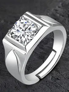 MEENAZ Silver-Plated American Diamond StuddedFingerRing