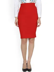 Moda Rapido High Waist Straight Knee Length Skirt