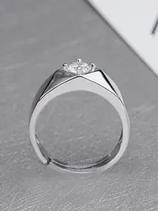 MEENAZ Silver-Plated American Diamond StuddedFingerRing