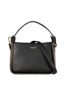 eske Women Multicolor Solid Whipstitch 3 Compartments Leather Sling Handheld Handbag