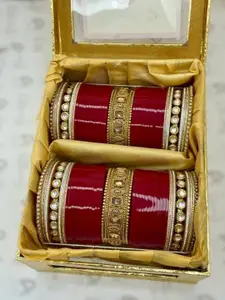 T4 JEWELS Set Of 72 Gold-Plated American Diamond-Studded Bangles