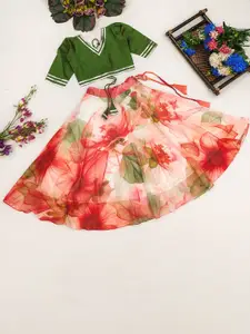 BAESD Girls Printed Gotta Patti Lehenga With Blouse