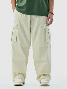 Snitch Men Beige Mid-Rise Relaxed Fit Trouser
