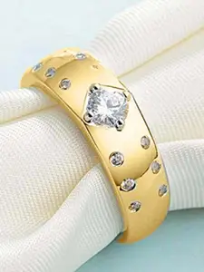 The Roadster Lifestyle Co Men American Diamond-Studded Adjustable Finger Ring