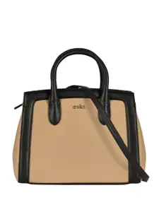 eske Women Multicolor Solid Adjustable Sling Strap Large Leather Office Handbag