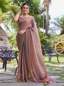 Satrani Beads and Stones Embellished Pure Chiffon Saree