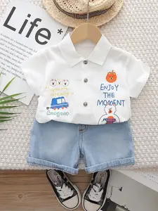 StyleCast x Revolte Boys Printed Short Sleeves Shirt With Shorts