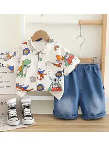 StyleCast x Revolte Boys Printed Short Sleeves Shirt With Shorts
