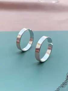 Parnika Women Pure 92.5 Sterling Silver Band Design Silver Toe Rings