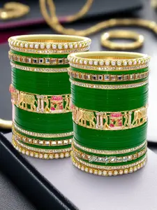 BeautyTrends Set Of 58 Gold-Plated Kundan-Studded Bangles