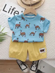 StyleCast x Revolte Boys Printed Round Neck T-Shirt With Shorts