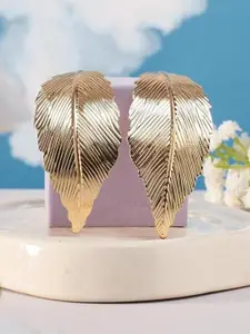 SALTY Stainless Steel Gold Plated Leaf Shaped Drop Earrings