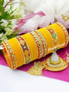 BeautyTrends Set Of 42 Gold-Plated Kundan-Studded Bangles