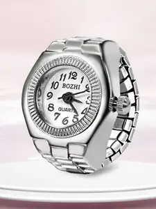 Peora Silver-Plated Analog Watch Stretchable Finger Ring
