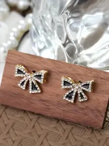 SUBHAGALANKAR Gold-Plated Artificial Stones Studded Contemporary Studs