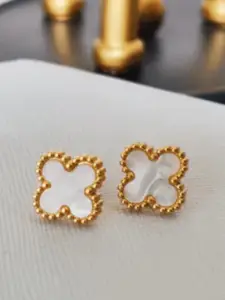 SUBHAGALANKAR Gold-Plated Floral Shaped Studs