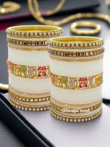 BeautyTrends Set Of 58 Gold-Plated Kundan-Studded Bangles