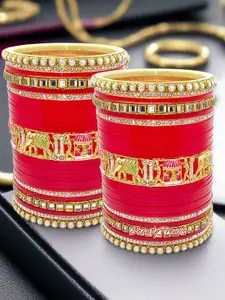 BeautyTrends Set Of 58 Gold-Plated Kundan-Studded Bangles