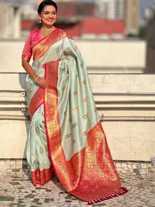 SGF11 Woven Design Zari Pure Silk Kanjeevaram Saree