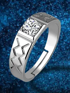 MEENAZ Silver-Plated American Diamond StuddedFingerRing