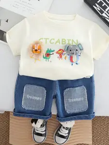 StyleCast x Revolte Boys Printed Round Neck T-Shirt With Shorts