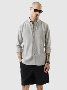 Snitch Men Classic Slim Fit Pinstripes Striped Casual Shirt