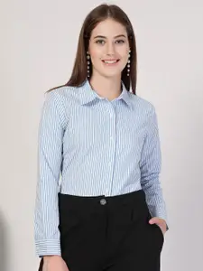 Style Quotient Women Smart Striped Spread Collar Formal Shirt