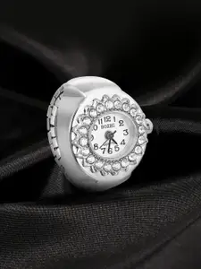 Peora Silver-Plated Analog Watch Stretchable Finger Ring