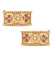 Peora Set Of 2 Gold-Plated Stone-Studded Bangles