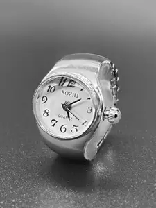 Peora Silver-Plated Analog Watch Stretchable Finger Ring