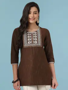 AKIMIA Women Embroidered Mirror Work Kurti