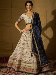 SHRINGARINI Printed Printed Zari Ready to Wear Lehenga & Unstitched Blouse With Dupatta