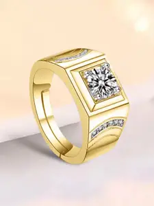 The Roadster Lifestyle Co Men American Diamond-Studded Adjustable Finger Ring