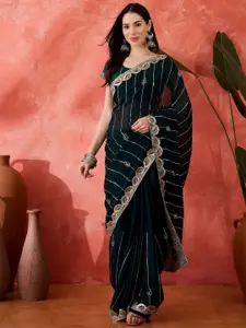 Sangria Embroidered Sequinned Saree with Blouse Piece