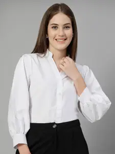 Style Quotient Women Smart Fit Solid Mandarin Collar Casual Shirt