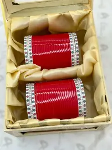 T4 JEWELS Set Of 52 Gold-Plated Artificial Stones and Beads-Studded Bangles