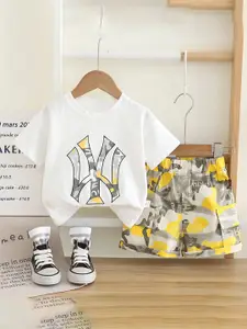 StyleCast x Revolte Boys Printed Round Neck T-Shirt With Shorts