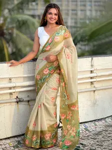 SGF11 Women Floral Zari Pure Cotton  Saree