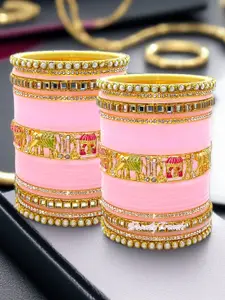 BeautyTrends Set Of 58 Gold-Plated Kundan-Studded Bangles